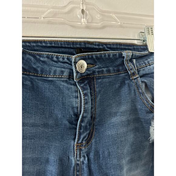 Forever 21 Jeans Women's 27 Dark Wash Denim Skinny Distressed High Rise - Picture 7 of 8